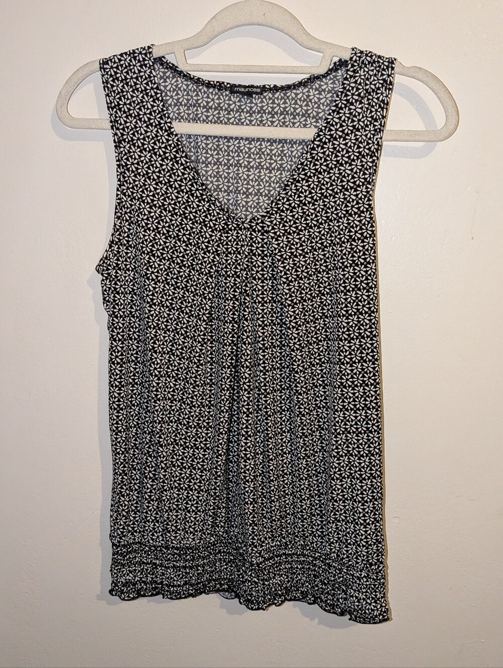 Maurices Black & White Geometric V-Neck Tank